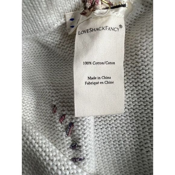 Free People Love Shack Fancy Toro Pants Size Large True White Patch Pointelle - Picture 7 of 10